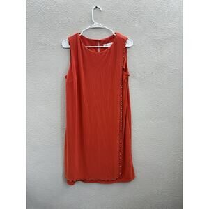 Emma & Michele Womens Dress Size Large Orange Midi Tank Top Gemmed